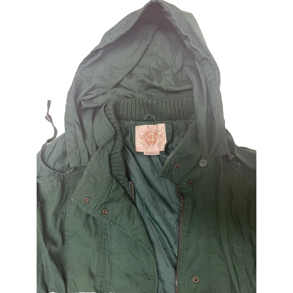 Venezia Womens Green Coat with Detachable Hood- Approx. M - Picture 3 of 8